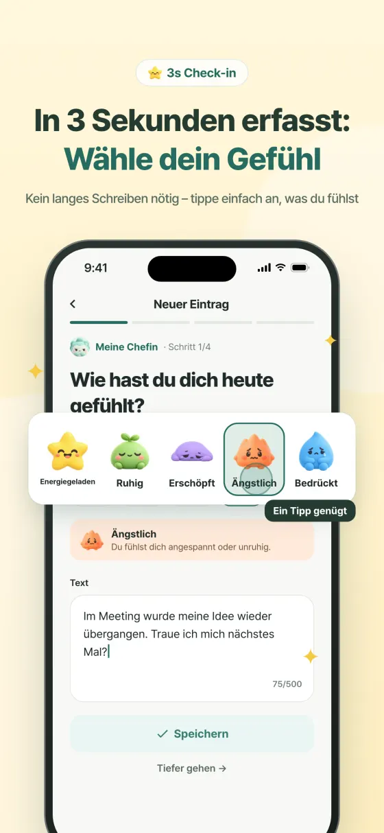 3-Sekunden-Eintrag – heutige Stimmung wählen