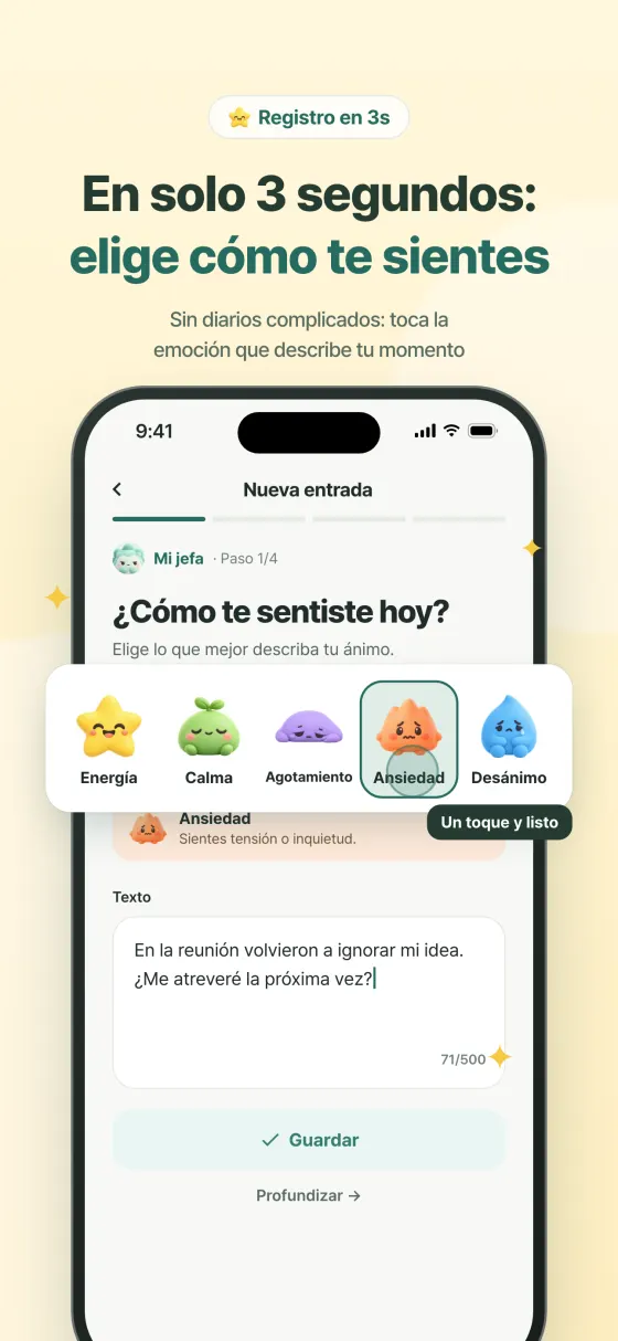 Nota rápida de 3 segundos: elige tu ánimo de hoy