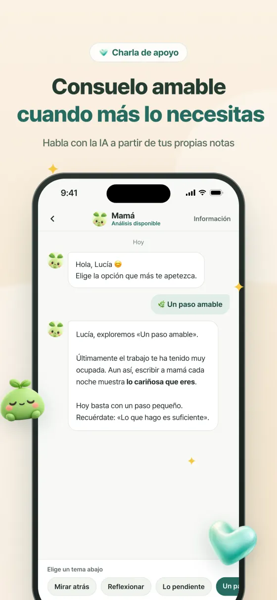 Charla de apoyo: mensaje de consuelo personalizado